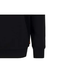 Sweat à capuche en coton noir avec une coupe droite col croisé et gros logo devant