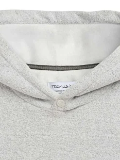 Sweat à capuche gris clair chiné en tissu éponge à coupe droite