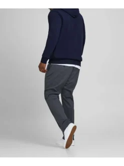 Sweat à capuche marine en coton mélangé avec une coupe et un zip de fermeture