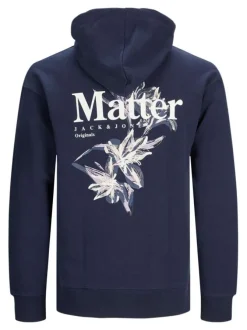 Sweat à capuche marine fantaisie en coton avec une poche kangourou