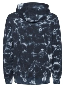 Sweat à capuche marine tie and dye en coton mélangé