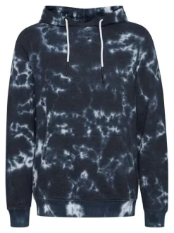 Sweat à capuche marine tie and dye en coton mélangé
