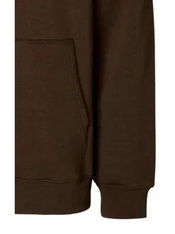 Sweat à capuche marron uni avec une coupe droite et une poche kangourou