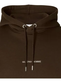 Sweat à capuche marron uni avec une coupe droite et une poche kangourou