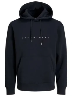 Sweat à capuche noir uni avec une coupe droite et une poche kangourou