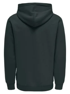 Sweat à capuche vert sapin uni à coupe droite avec une poche à l'avant