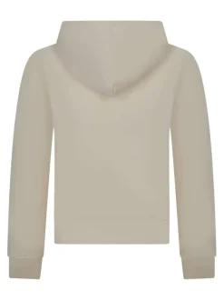 Sweat à capuche zippé en coton écru à coupe droite avec le logo brodé