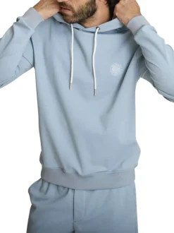 Sweat ciel à coupe ajustée pourvu d'un col à capuche avec cordon de serrage