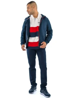 Sweat à col boutonné écru avec coupe droite et nom de la marque brodé