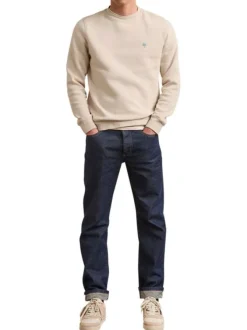 Sweat écru uni avec une coupe droite et des manches longues