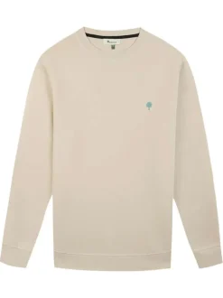 Sweat écru uni avec une coupe droite et des manches longues