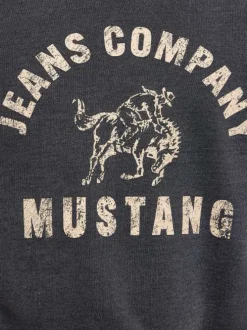 Sweat en coton anthracite légèrement délavé avec un imprimé et un col rond