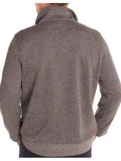 Sweat en coton beige uni avec une coupe droite et un col montant et zippé