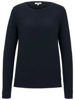 Sweat en coton biologique marine uni avec une coupe ajustée