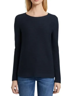 Sweat en coton biologique marine uni avec une coupe ajustée