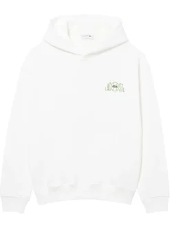 Sweat en coton blanc à coupe ajustée pourvu d'un col à capuche