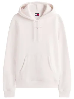 Sweat en coton blanc uni avec une coupe droite et un col à capuche