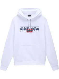Sweat en coton blanc uni avec une coupe droite et un col à capuche