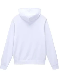 Sweat en coton blanc uni avec une coupe droite et un col à capuche