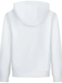 Sweat en coton blanc uni à capuche coupe droite avec des manches longues