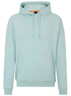 Sweat en coton bleu à coupe droite pourvu d'un col à capuche