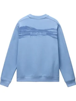 Sweat en coton bleu imprimé avec une coupe droite et un col rond