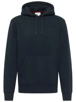 Sweat en coton bleu marine avec un col à capuche et cordon de serrage