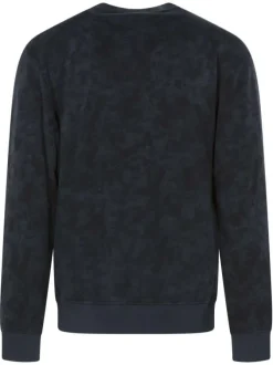 Sweat en coton bleu marine à imprimé camouflage et à col rond