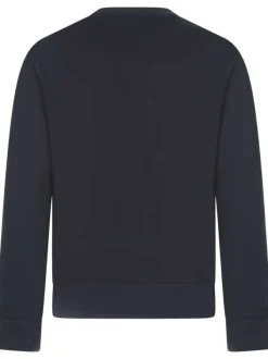 Sweat en coton bleu marine uni avec une coupe droite et un col rond