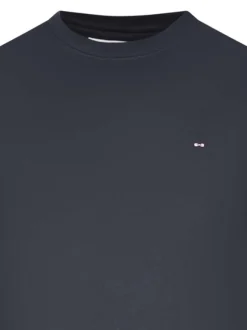 Sweat en coton bleu marine uni à col rond avec le petit logo brodé