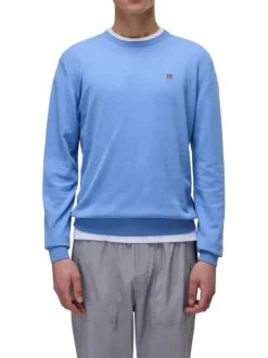 Sweat en coton bleu uni avec logo iconique et une coupe droite
