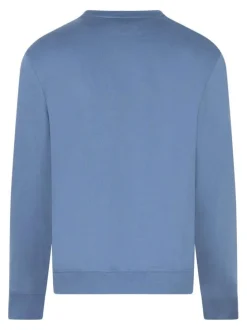 Sweat en coton bleu uni avec une coupe droite et un col rond