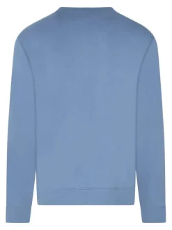 Sweat en coton bleu uni avec une coupe droite et un col rond
