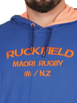 Sweat en coton bleu uni pourvu de manches longues et d'une capuche
