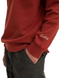 Sweat en coton bordeaux uni avec un col rond et un patch sur la poitrine