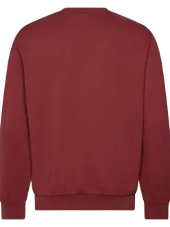 Sweat en coton bordeaux uni avec un col rond et un patch sur la poitrine