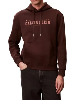 Sweat en coton brun uni avec une coupe droite et une capuche