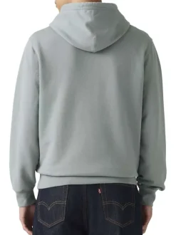 Sweat en coton gris à coupe droite pourvu d'un col à capuche