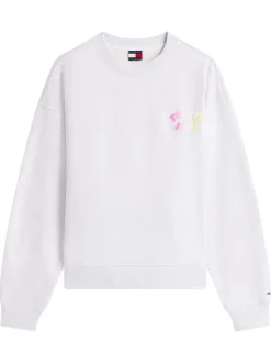 Sweat en coton gris à imprimé avec une coupe droite et un col rond