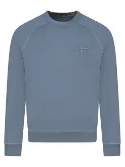 Sweat en coton gris uni coupe avec un col rond et le logo à la poitrine