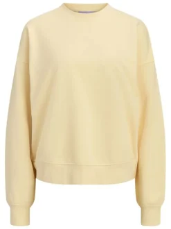 Sweat en coton jaune pourvu d'un col rond et de manches longues