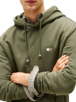 Sweat en coton kaki uni avec une coupe droite et un col à capuche