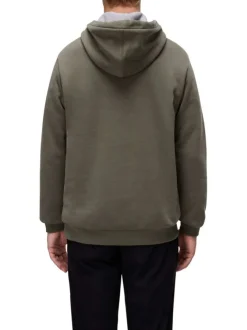 Sweat en coton kaki uni avec une coupe droite et un col à capuche