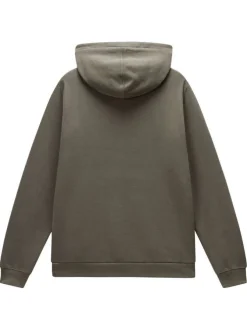 Sweat en coton kaki uni avec une coupe droite et un col à capuche