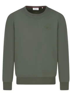 Sweat en coton kaki uni avec une coupe droite et un col rond