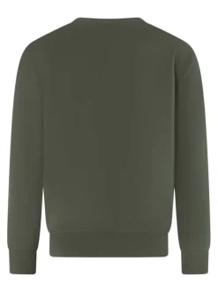 Sweat en coton kaki uni avec une coupe droite et un col rond