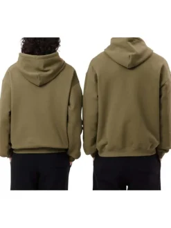 Sweat en coton kaki uni à coupe loose avec poche kangourou et col à capuche
