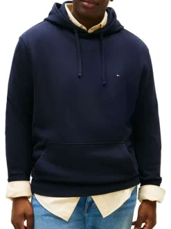Sweat en coton marine avec une coupe droite et une poche kangourou