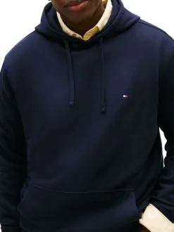 Sweat en coton marine avec une coupe droite et une poche kangourou