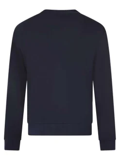Sweat en coton marine avec un imprimé une coupe droite et un col rond